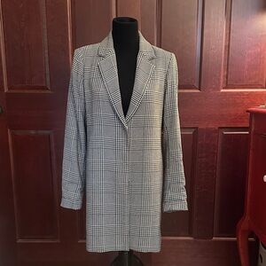 Black and White Plaid Blazer Jacket